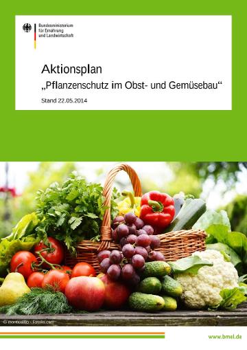 Titelseite der Broschüre Aktionsplan "Pflanzenschutz im Obst- und Gemüsebau"