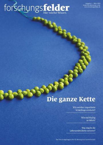 Cover der neuen Ausgabe der forschungsfelder mit der Ansicht einer aus Gemüse gelegten Kette